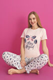 Dreamy Pamuklu Kelebek Desenli Kısa Kollu Pijama Takımı