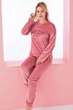 Luxury Velvet Fransız Kadife Yazı Detaylı Pijama Takımı
