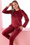 Luxury Velvet Fransız Kadife Yazı Detaylı Pijama Takımı