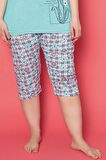 X-Dreamy Büyük Beden Pamuklu Desenli Düğmeli Yaka Kapri Pijama Takımı