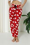 Luxury Soft Welsoft Polar Desenli Kurdeleli Kışlık Pijama Altı Pantolon