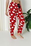 Luxury Soft Welsoft Polar Desenli Kurdeleli Kışlık Pijama Altı Pantolon