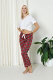 Luxury Soft Welsoft Polar Desenli Kurdeleli Kışlık Pijama Altı Pantolon
