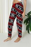 Luxury Soft Welsoft Polar Desenli Kurdeleli Kışlık Pijama Altı Pantolon