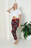Luxury Soft Welsoft Polar Desenli Kurdeleli Kışlık Pijama Altı Pantolon