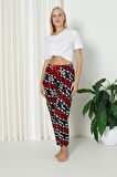 Luxury Soft Welsoft Polar Desenli Kurdeleli Kışlık Pijama Altı Pantolon