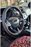 Direksiyon Kılıfı Dikmeli Delikli Desen Kırmızı İpli Ford Focus Tüm Modeller Uyumlu ( 38×10.5cm )