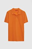 Ds Damat Regular Fit Turuncu Pike Dokulu %100 Pamuk Kıvrılmaz Polo Yaka Nakışlı T-Shirt 6HC14ORT51000 6HC14ORT51000