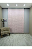 NOVA Serisi – Üç Yaprak Desenli Çift Mekanizmalı Beyaz Tül Pembe Stor Perde