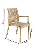 Omnipazar SY-2524 Örgü Desenli Rattan Bahçe Koltuk Sandalye 4'lü Set
