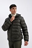 DeFacto Su İtici Şişme Mont Slim Fit Dar Kesim Kapüşonlu Fermuarlı Cepli D1185AX24WNKH153