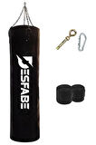 Desfabe Boxing Star 120x32 Cm Zincirli Boks Kum Torbası Siyah+Askı Aparatı+El Sargı Bandajı