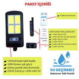 UpWay Güneş Enerjili 128 Led Duvar Lambası - 1000 LM Su Geçirmez Aydınlatma