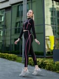 Menton Neon Pembe Biyeli Siyah Spor Tayt