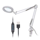 Monozone  8X Büyüteç LED Işık Kısılabilir 3Renk Aydınlatmalı Katlanabilir Dönebilen Masa Lambası Profesyonel Okuma Lambası USB