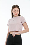 SPR21Y14 Crop Örme Brookyn Baskılı T-Shirt