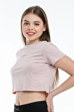 SPR21Y14 Crop Örme Brookyn Baskılı T-Shirt