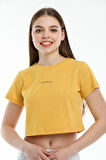 SPR21Y14 Crop Örme Brookyn Baskılı T-Shirt