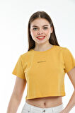 SPR21Y14 Crop Örme Brookyn Baskılı T-Shirt