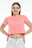 SPR21Y14 Crop Örme Brookyn Baskılı T-Shirt