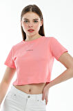 SPR21Y14 Crop Örme Brookyn Baskılı T-Shirt