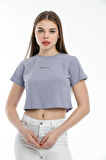 SPR21Y14 Crop Örme Brookyn Baskılı T-Shirt