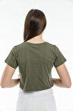 SPR21Y14 Crop Örme Brookyn Baskılı T-Shirt