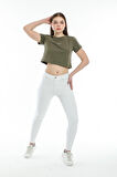 SPR21Y14 Crop Örme Brookyn Baskılı T-Shirt