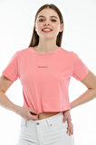 SPR21Y14 Crop Örme Brookyn Baskılı T-Shirt