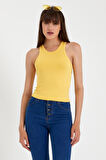 SPR21Y11 Crop Örme Arkası Yüksek Yaka Atlet