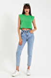 SPR22TSK128 Kadın Kolsuz Crop Tshırt