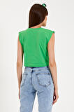 SPR22TSK128 Kadın Kolsuz Crop Tshırt