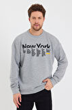 SPR23SW332 Oversize Bisiklet Newyork Baskılı Sweat