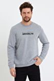 Süperlife Erkek Bisiklet Yaka 3 iplik Kalın Brooklyn Baskılı Sweatshirt SPR24sw29