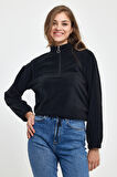 Süperlife Kadın Rahat Kalıp Softech Polar Yarım Fermuarlı Sweatshırt spr24pwk99