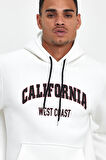 Süperlife Erkek Kapşonlu Rahat Kalıp İçi Polarlı 3 iplik Californıa West Baskılı Swetashırt spr24sw08