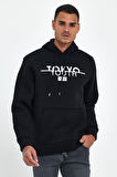  Kapşonlu Rahat Kalıp İçi Polarlı 3 iplik Tokyo Baskılı SweatShırt spr24sw12