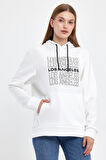 Kadın Kapşonlu Rahat Kalıp İçi Polarlı 3 iplik  Los Angeles Baskılı SweatShırt spr24swK10
