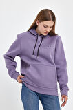 Kadın Kapşonlu Rahat Kalıp İçi Polarlı 3 iplik  Air Nakışlı Swetashırt spr24swK07