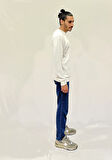 Erkek Bisiklet Yaka Rahat Kalıp 3 iplik Kalın AİR Nakışlı  Sweatshirt SPR24SW33