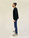 Erkek Bisiklet Yaka Rahat Kalıp 3 iplik Kalın Californıa Baskılı  Sweatshirt SPR24SW32