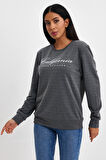 Süperlife Kadın Bisiklet Yaka Rahat Kalıp 3 iplik Kalın Californıa Baskılı Swetashırt spr24swk28