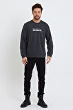 Süperlife Erkek Bisiklet Yaka Regular Fit Brooklyn Baskılı İnce Sweatshirt SPR23SW330
