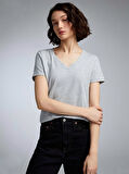 Kadın V Yaka Tshirt SPR24TSK45