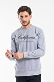 Erkek Bisiklet Yaka Regular Kalıp İnce Californıa  Baskılı Sweatshırt SPR24SW125