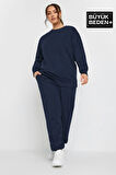 Süperlife Kadın Büyük Beden Bisiklet Yaka İnce Sweatshirt SPR24BSWK56