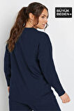 Süperlife Kadın Büyük Beden Bisiklet Yaka İnce Sweatshirt SPR24BSWK56