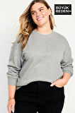 Süperlife Kadın Büyük Beden Bisiklet Yaka İnce Sweatshirt SPR24BSWK56