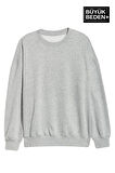Süperlife Kadın Büyük Beden Bisiklet Yaka İnce Sweatshirt SPR24BSWK56