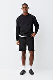 Erkek Bisiklet Yaka Rahat Kalıp 3 iplik İçi Polarlı Kalın Sweatshirt SPR25SW36